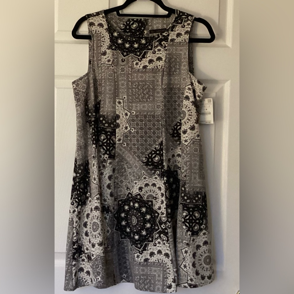 Zara Monochrome Geometric Midi Dress